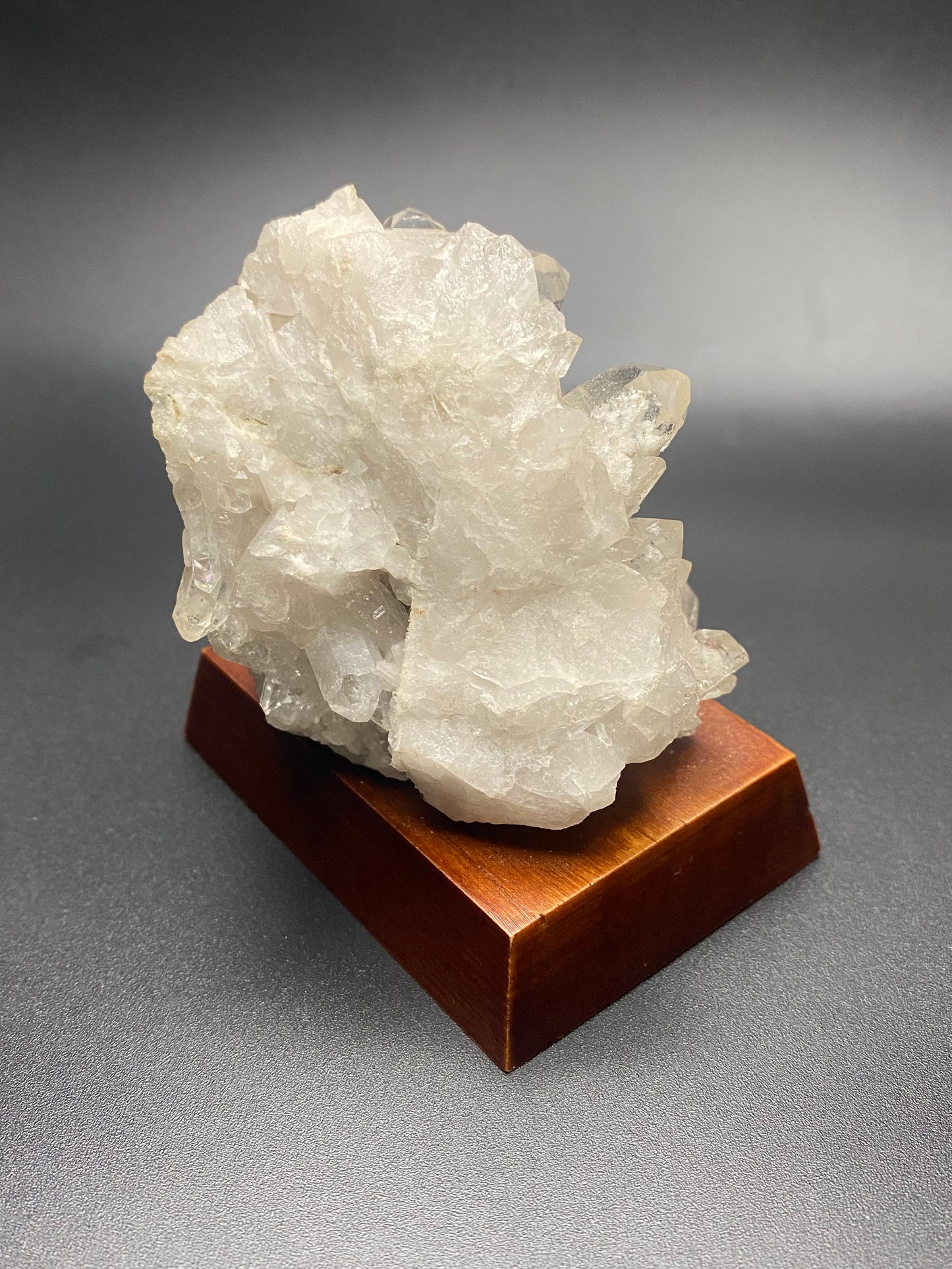 Brazilian Clear Quartz cluster on stand
