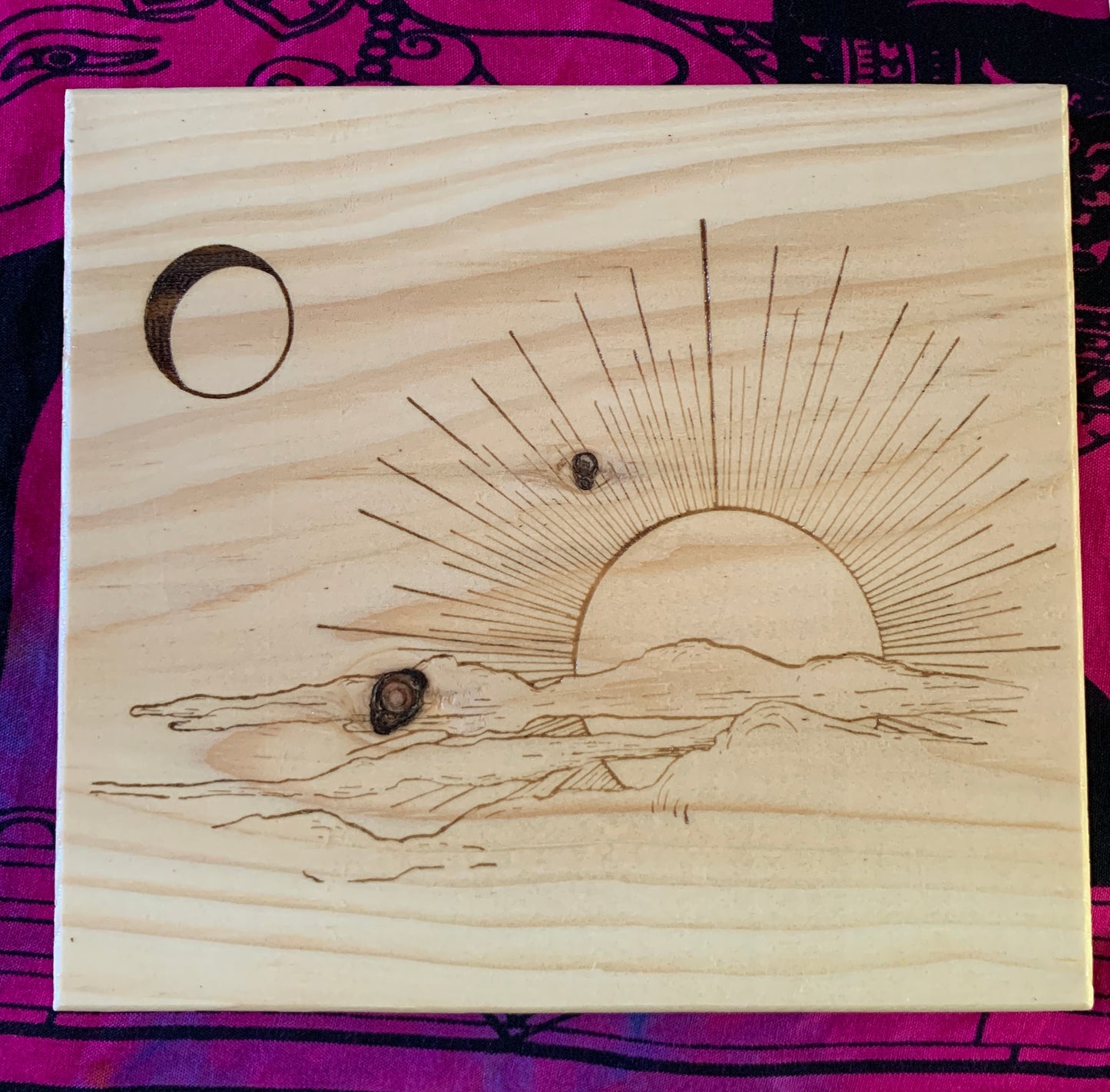 Sunset wooden board