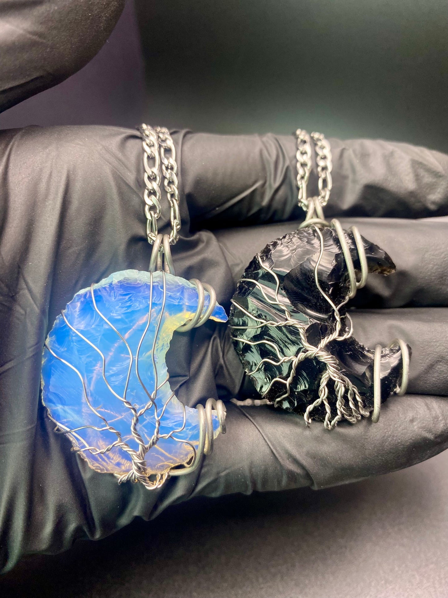 Opalite moon tree of life necklace