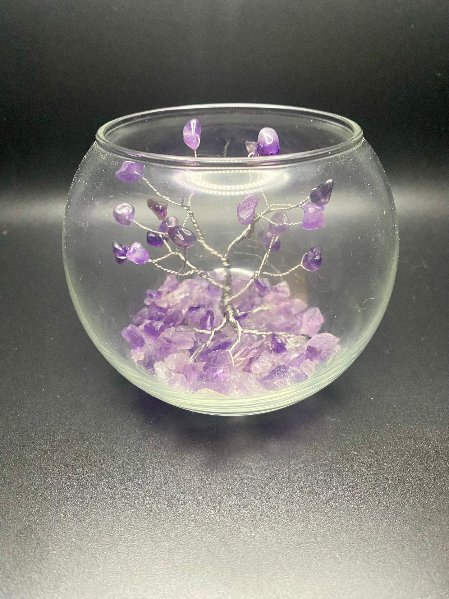 3in Glass bowl / tree of life / amethyst