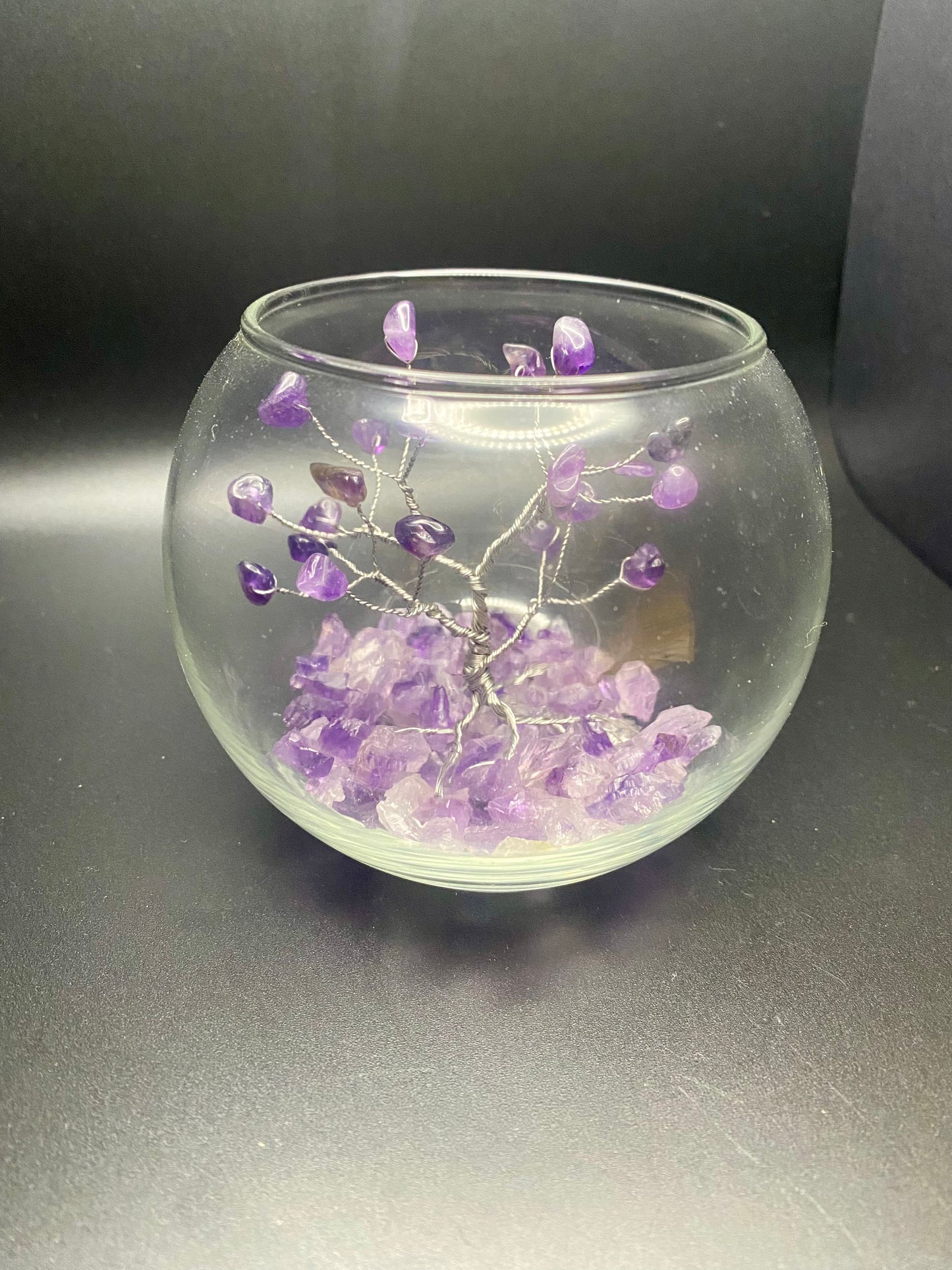 3in Glass bowl / tree of life / amethyst