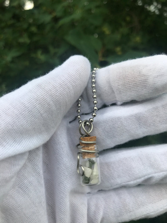 Moldavite & Moonstone bottle