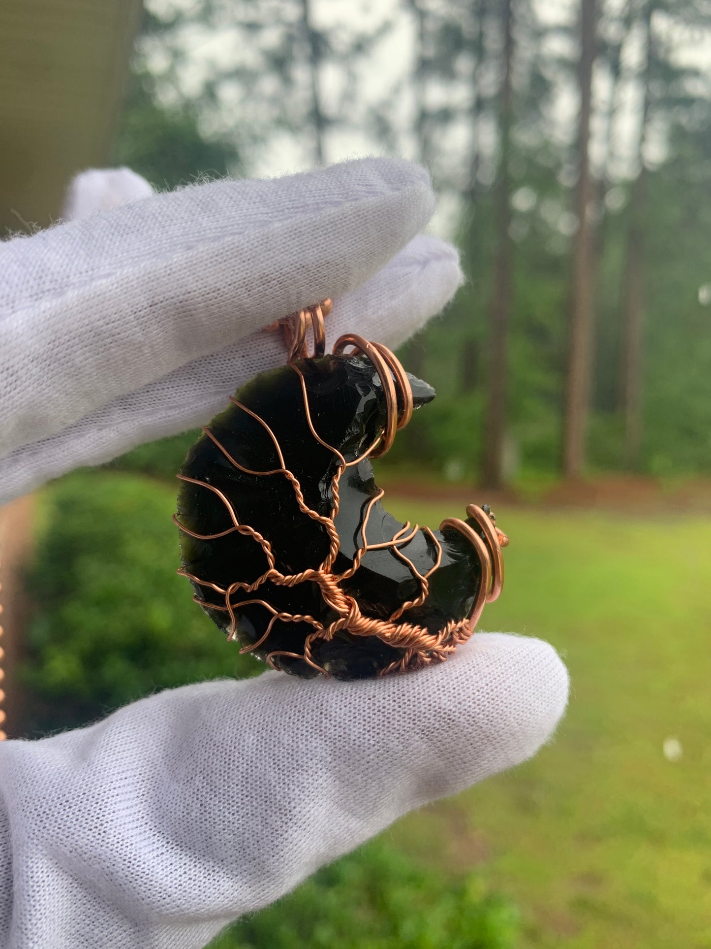 Opalite moon tree of life necklace