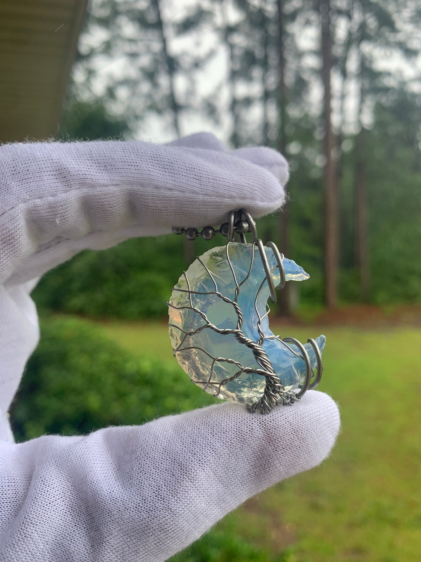 Opalite moon tree of life necklace