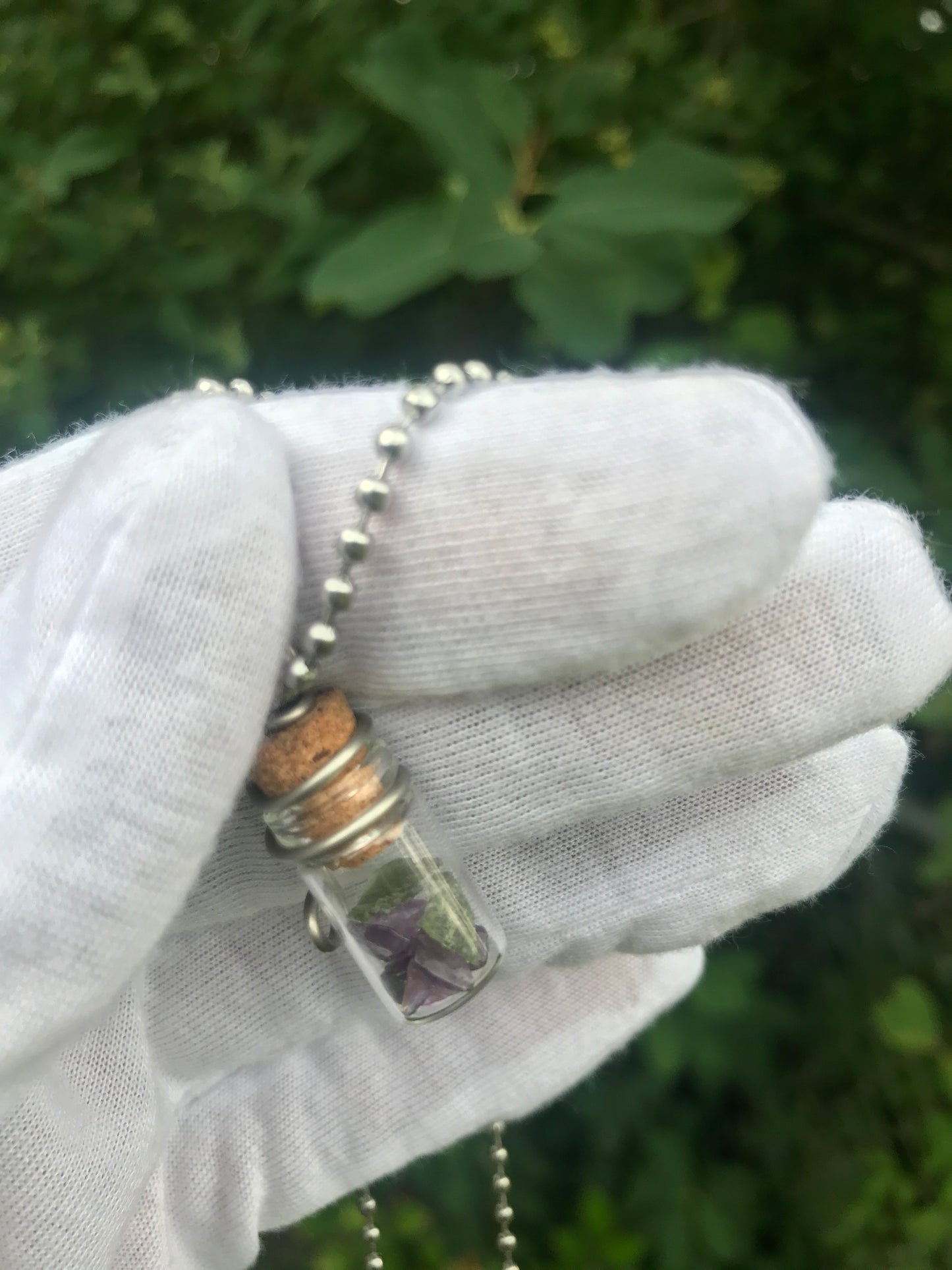 Moldavite & Amethyst bottle