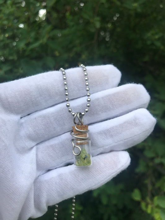 Moldavite & Peridot bottle