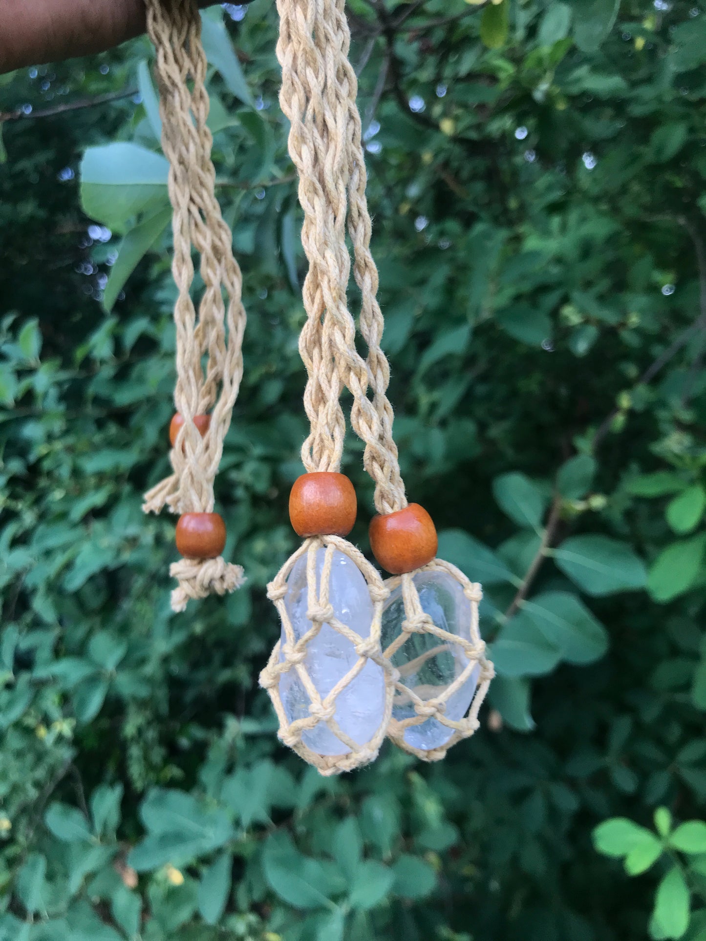 Tumbled clear quartz rope necklace