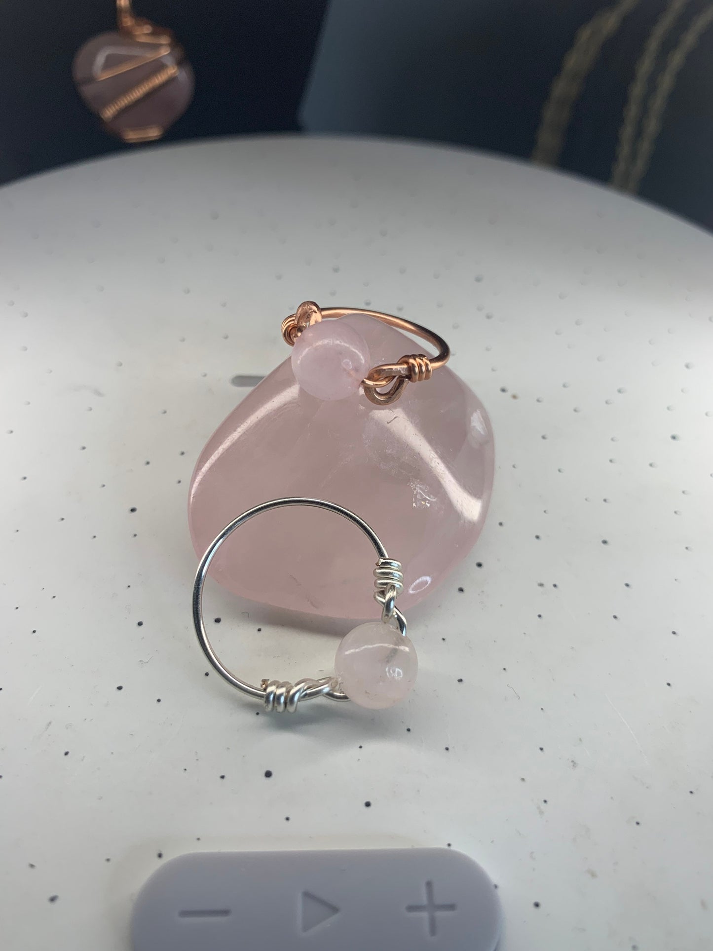 Rose Quartz / stone bead / simple custom ring