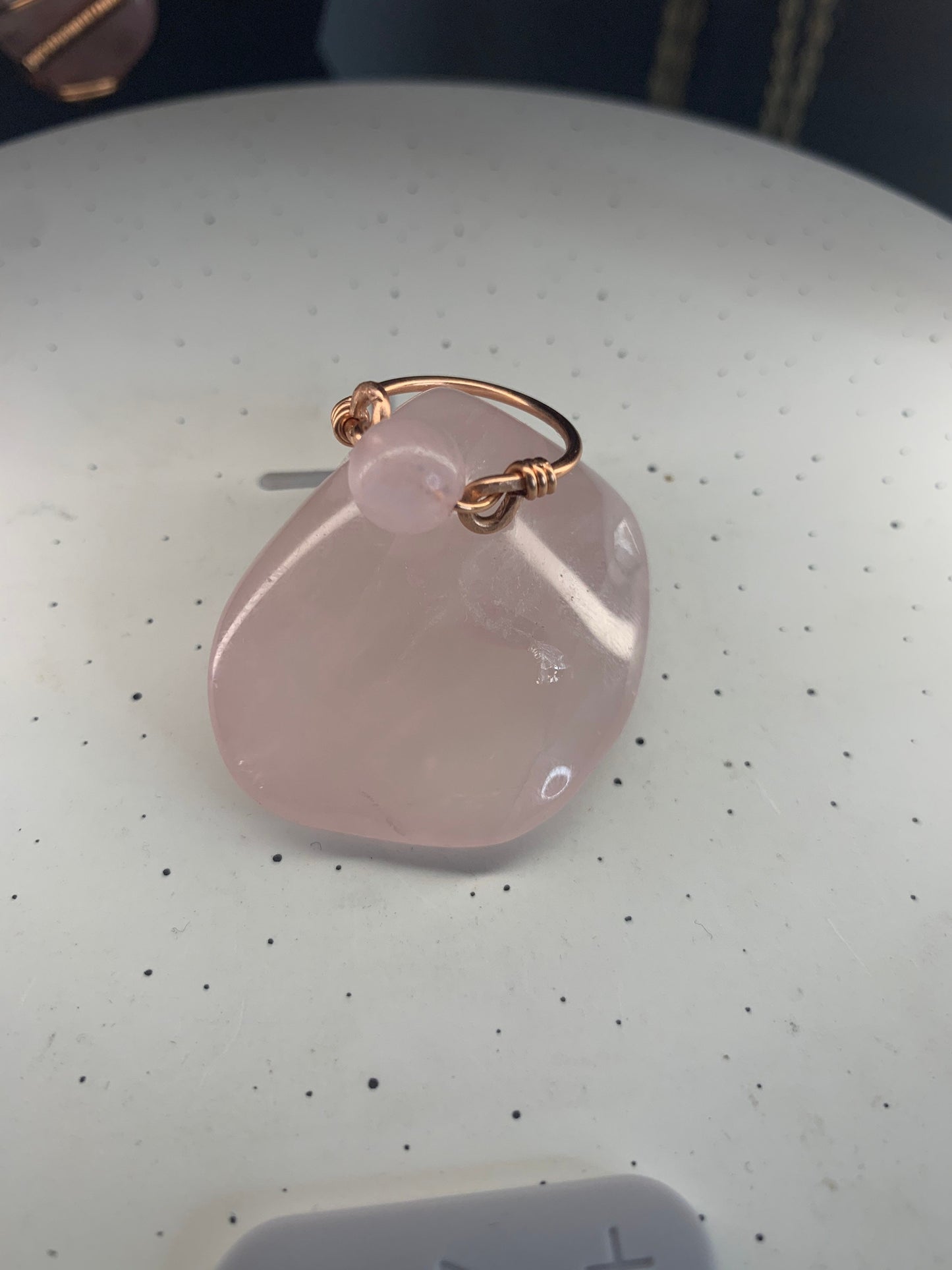 Rose Quartz / stone bead / simple custom ring