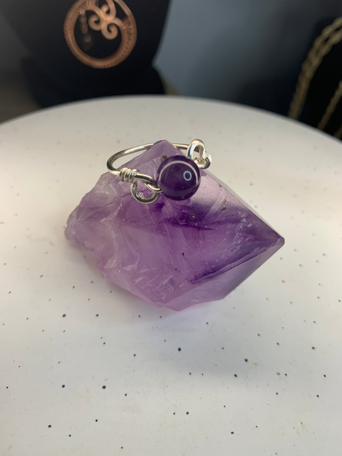 Amethyst / stone bead / simple custom ring