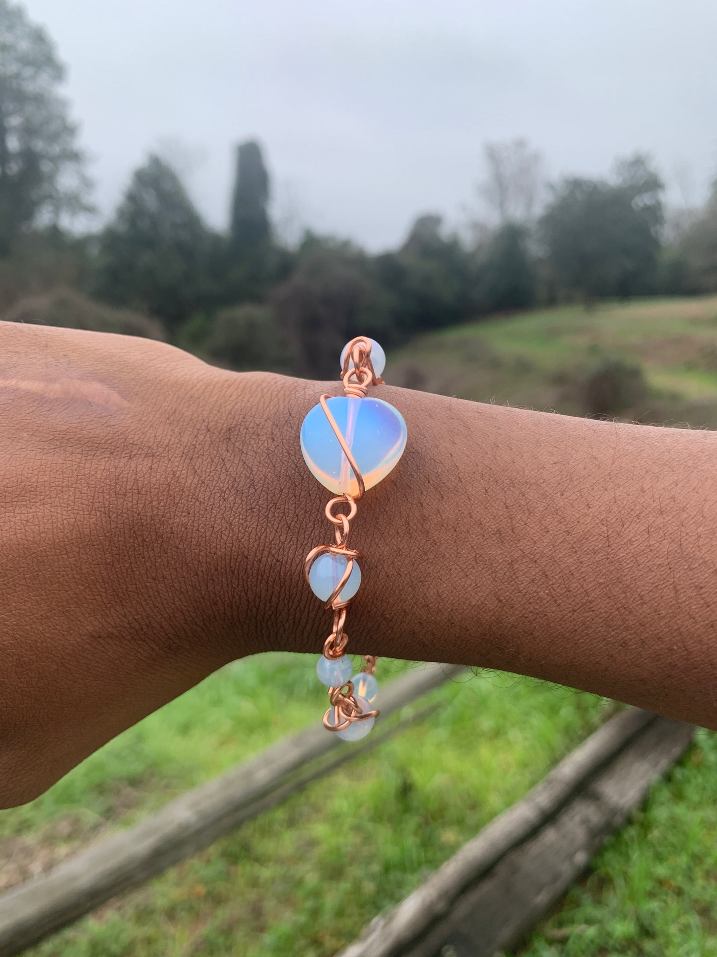 Opalite heart copper bracelet