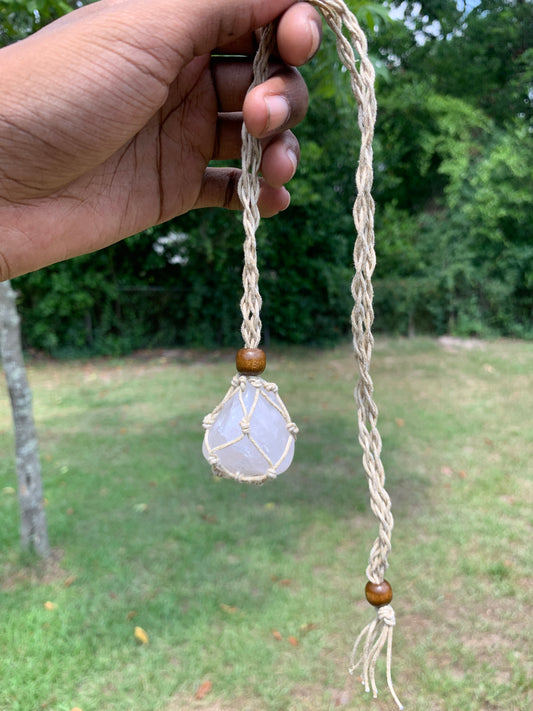 Tumbled Rose quartz rope necklace