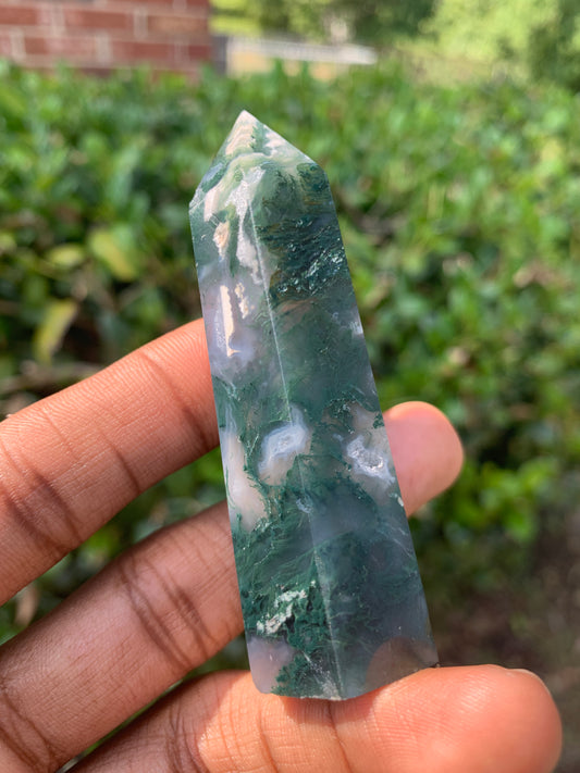 Moss Agate polished tower