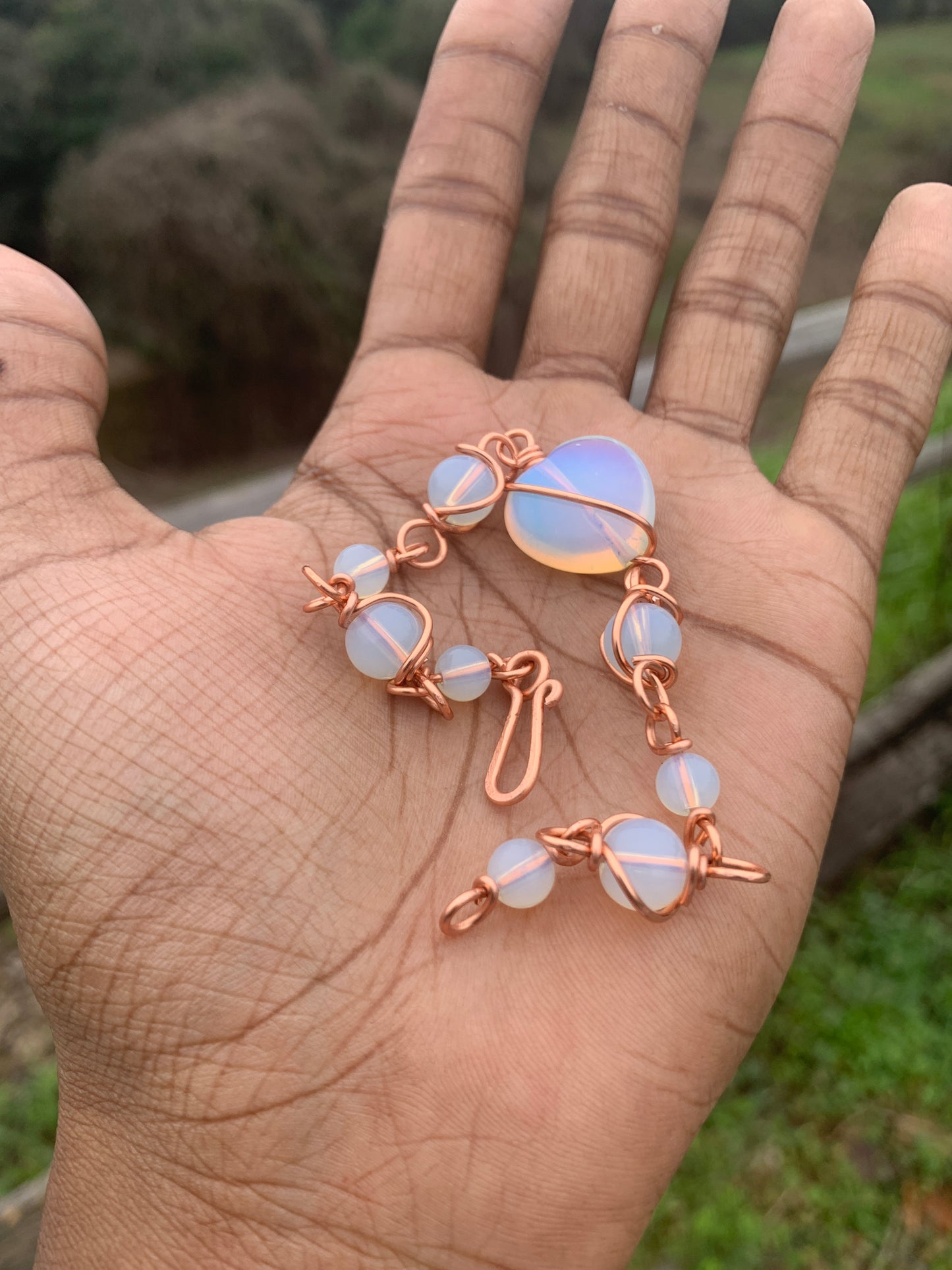 Opalite heart copper bracelet