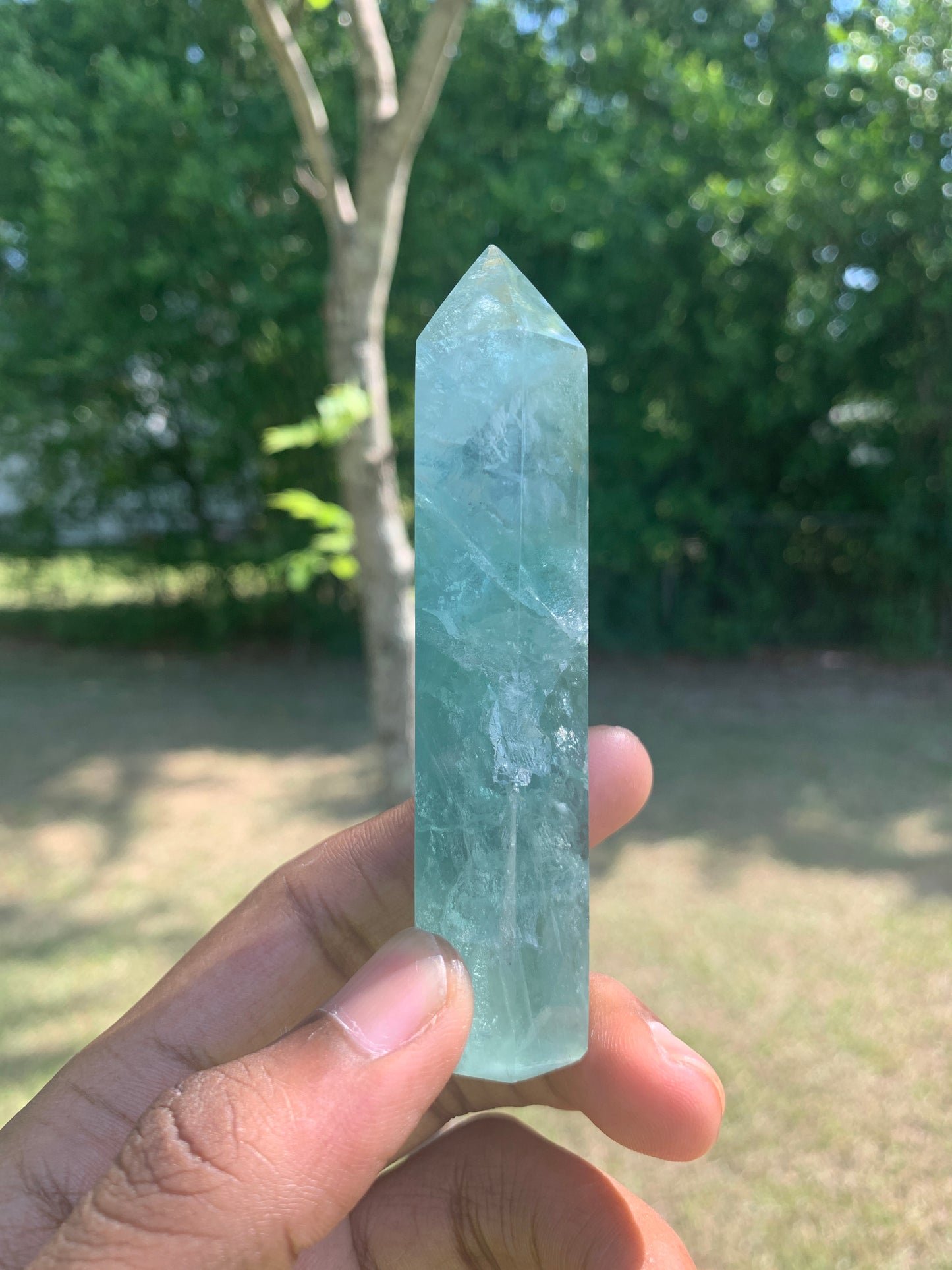 Green Fluorite polished tower