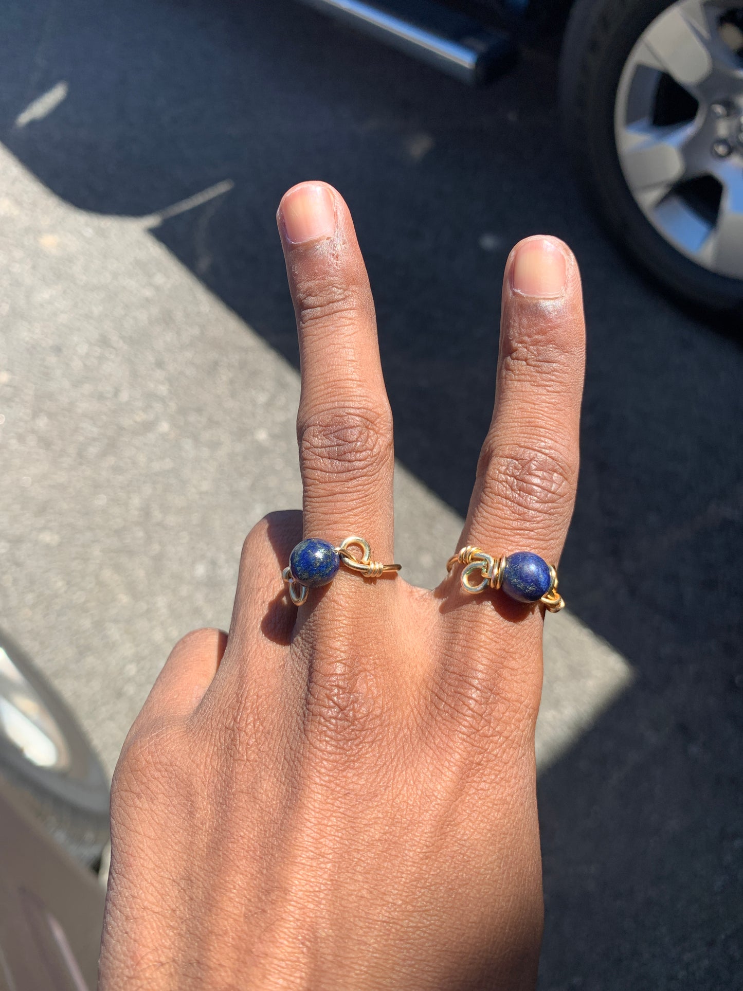 Lapis Lazuli / Stone bead / simple custom ring