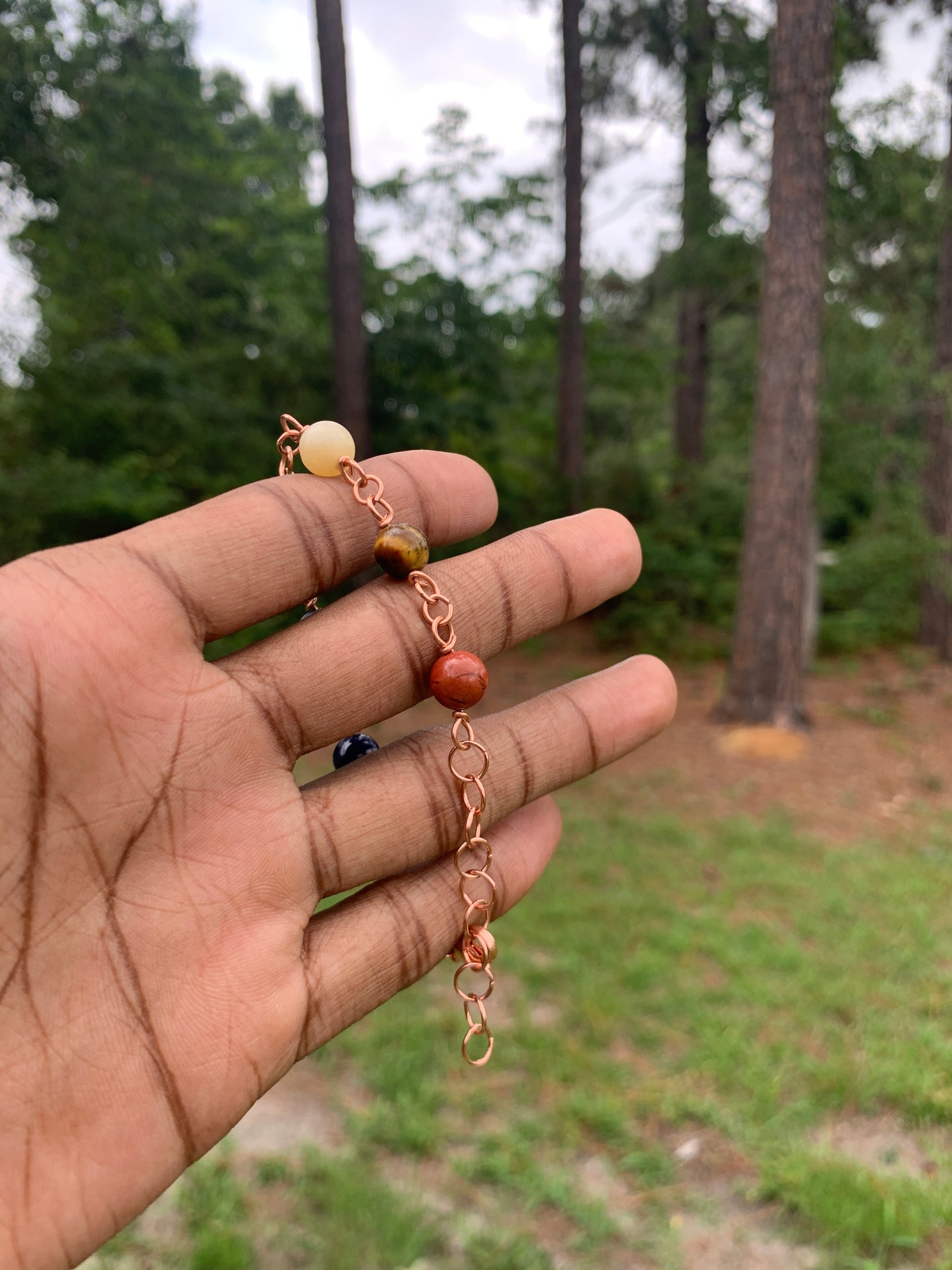 7 chakras crystal/copper bead bracelet