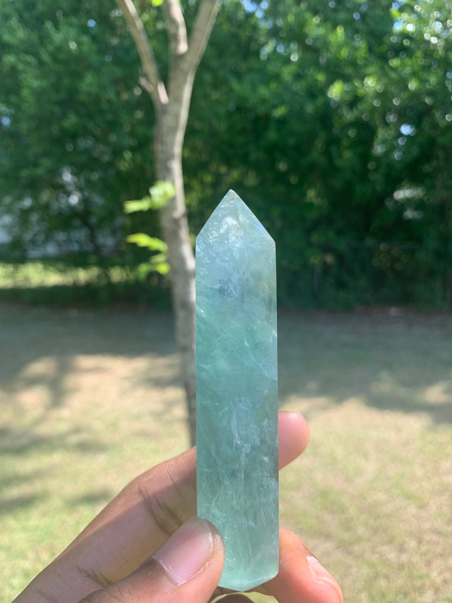 Green Fluorite polished tower