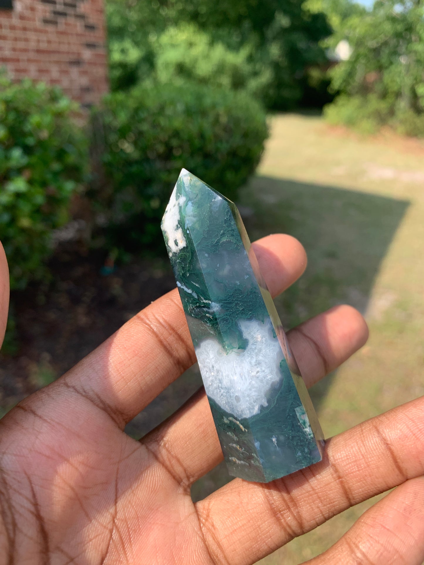 Moss Agate polished tower