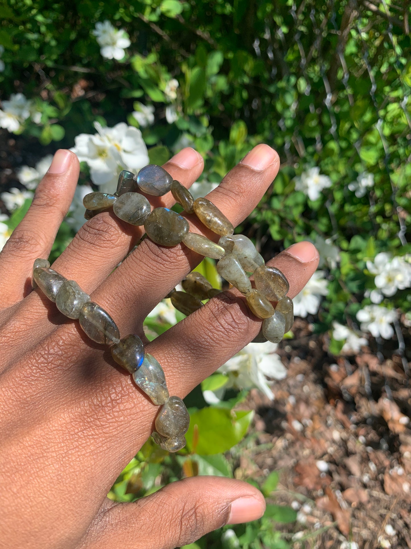 Labradorite/ tumble stone/ bracelet