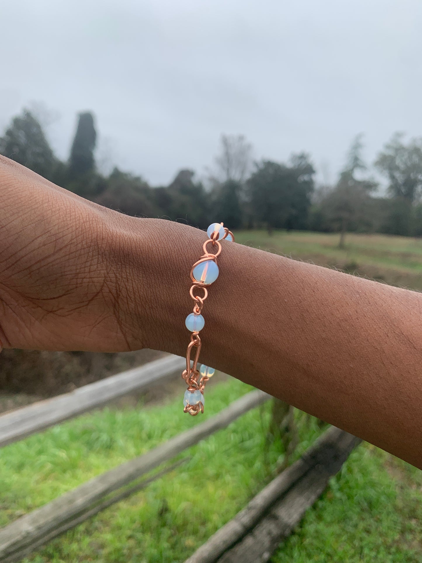 Opalite heart copper bracelet