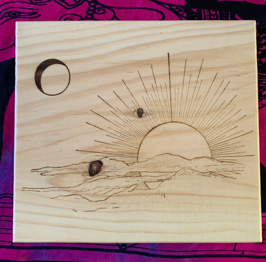 Sunset wooden board