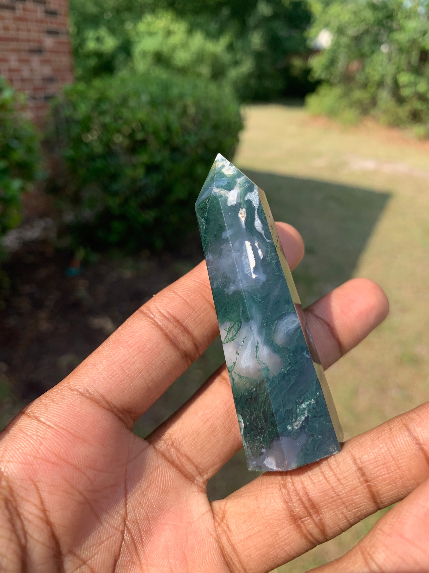 Moss Agate polished tower