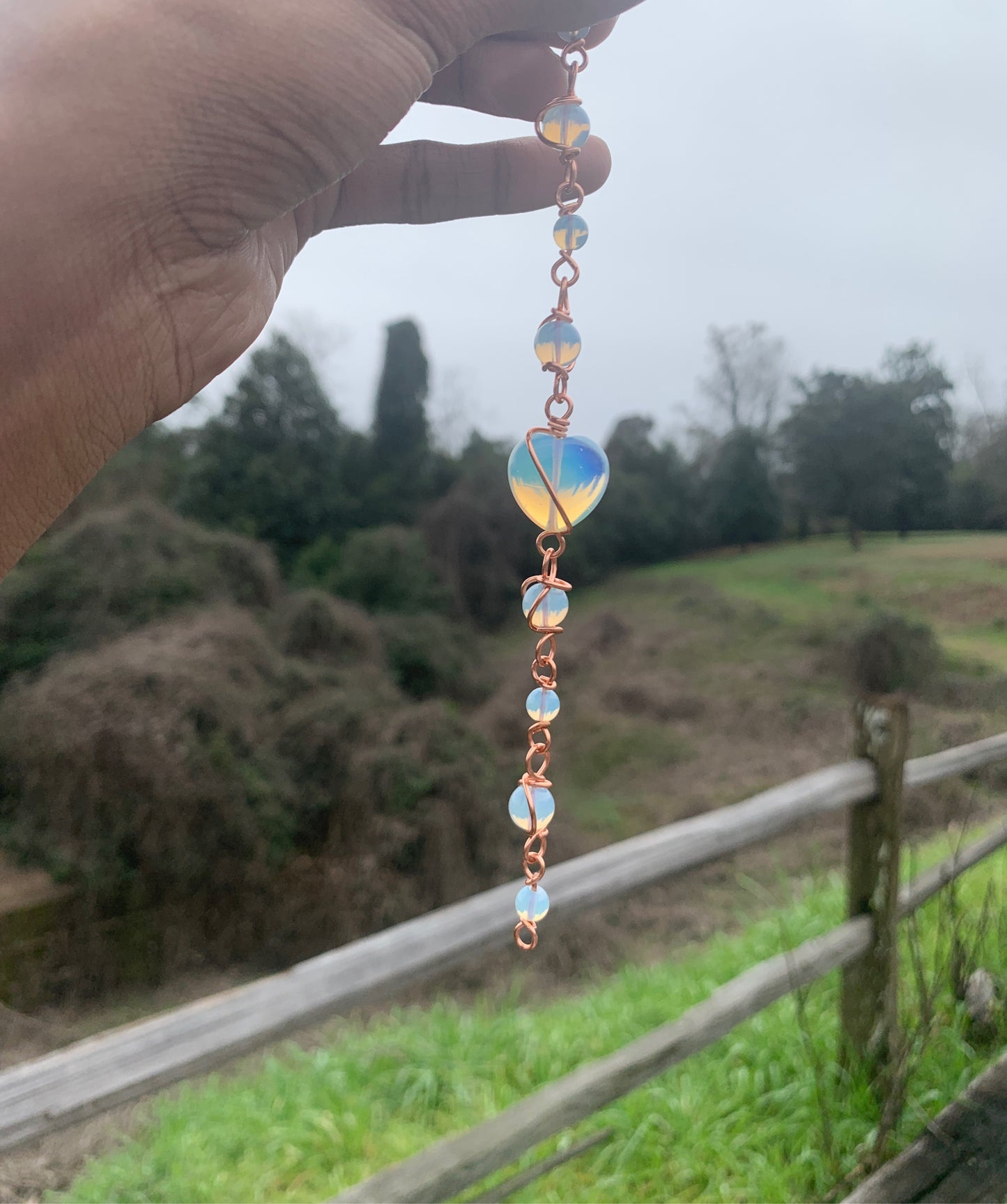 Opalite heart copper bracelet